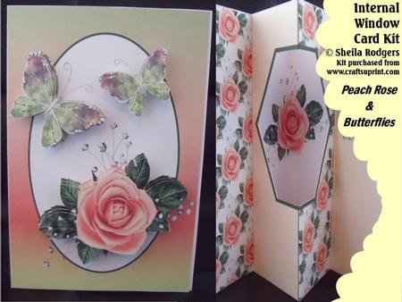 Peach Rose and Butterflies Internal Window Card Kit