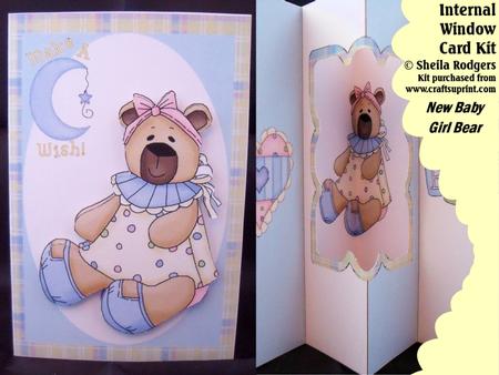 New Baby Girl Bear Internal Window Card Kit