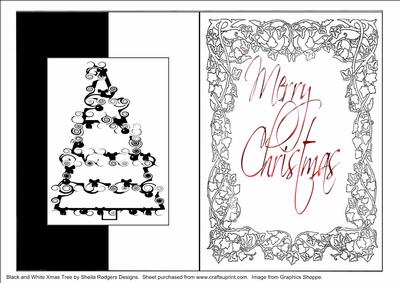Black and White Xmas Tree Fold Back