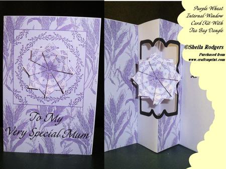 Purple Wheat Internal Window Card Kit with Tea Bag Dangle