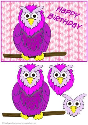 Pink Owl on Branch