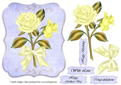 Yellow Roses Bracket Card Front