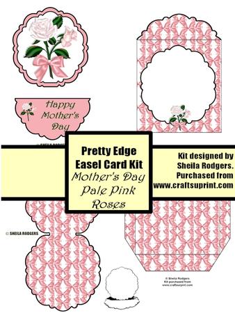 Mother's Day Pale Pink Roses Scallop Easel Card Kit