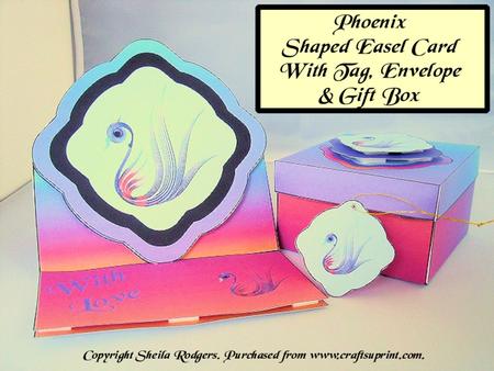 Phoenix Shaped Easel Card, Tag, Envelope & Gift Box