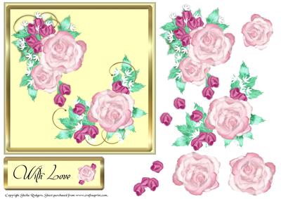 Pink Roses 6 Inch Square