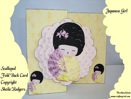 Japanese Girl Scalloped Fold Back Card Kit