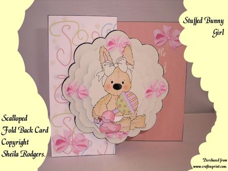 Stuffed Bunny Girl Scalloped Fold Back Card Kit