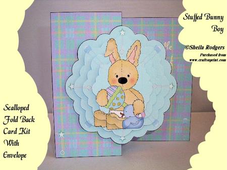 Stuffed Bunny Boy Scalloped Fold Back Card Kit