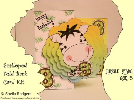 Jungle Zebra Age 8 Scalloped Fold Back Card