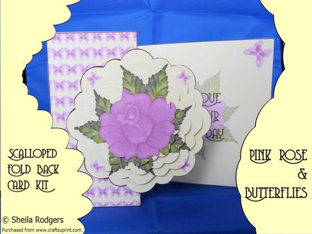 Pink Rose and Butterflies Fold Back Card Kit