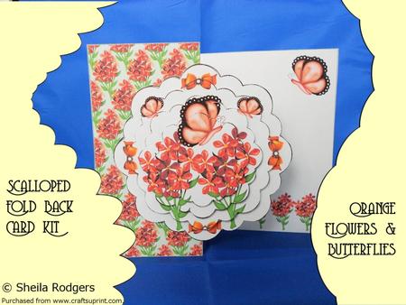 Orange Flowers and Butterflies Scalloped Fold Back