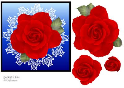 Red Rose Decoupage on Lace
