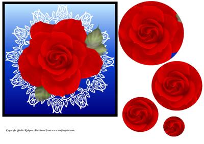 Red Rose on Lace Round Pyramage
