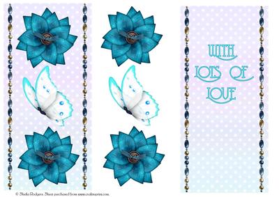 Decoupage Dl Card with Flowers, Butterfly and Insert