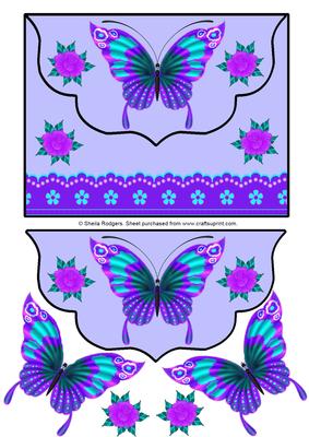 Envelope Card with Turquoise and Purple Butterfly