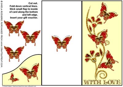Voucher Card - Red and Gold Butterflies
