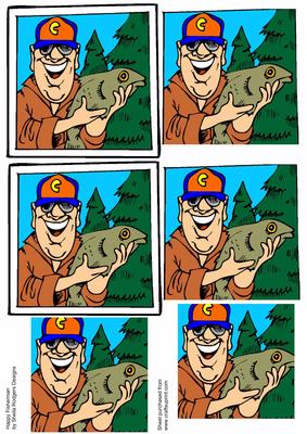 Happy Fisherman, 2 Cards on One Sheet