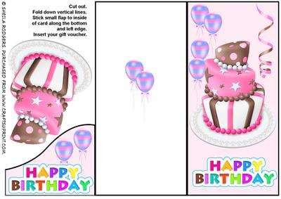 Voucher Card - Pink Birthday Cake
