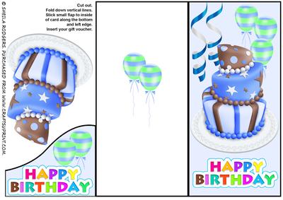 Voucher Card - Blue Birthday Cake