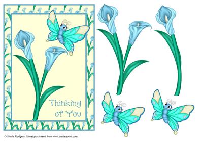 Cute Butterfly with Cala Lilies