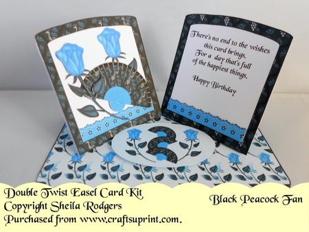 Black Peacock Fan Double Twist Easel Card with Envelope