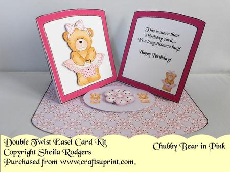 Chubby Bear in Pink Double Twist Easel Card Kit