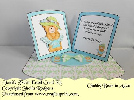 Chubby Bear in Aqua Double Twist Easel Card Kit