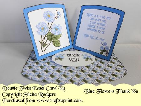 Blue Flowers Thank You Double Twist Easel Card Kit
