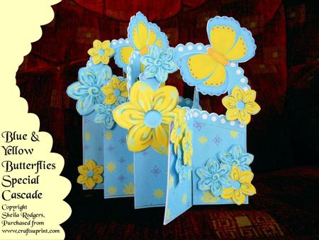 Special Cascade Card - Blue and Yellow Butterflies