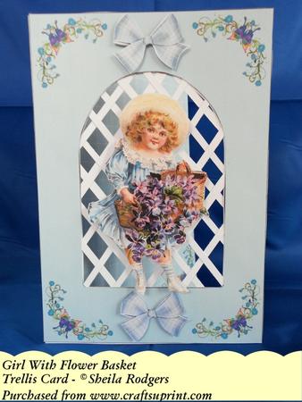 Girl with Flower Basket - Trellis Card Kit