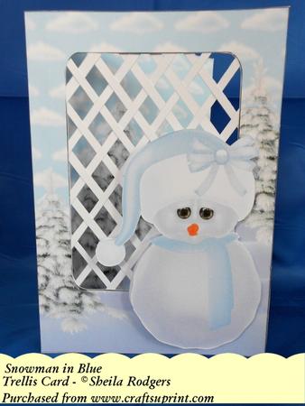 Snowman in Blue - Trellis Card Kit