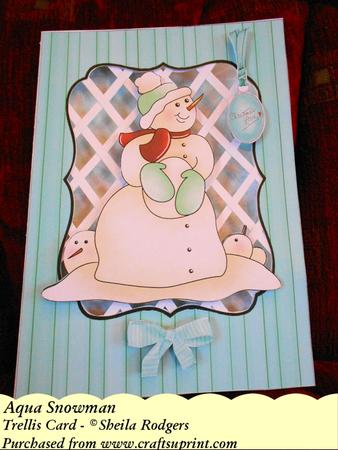 Aqua Snowman Trellis Card Kit