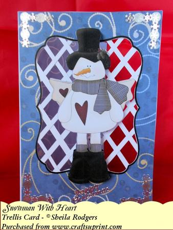 Snowman with Heart - Trellis Card Kit