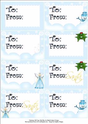 Christmas Gift Tags, Pale Blue