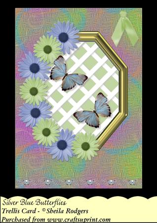 Silver Blue Butterflies - Trellis Card Kit