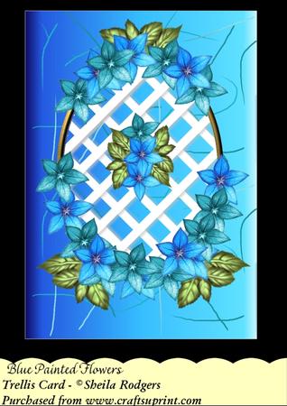 Blue Painted Flowers - Trellis Card Kit