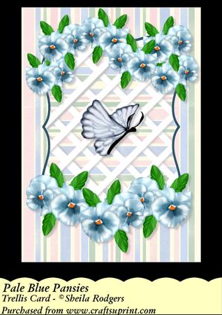Pale Blue Pansies - Trellis Card Kit