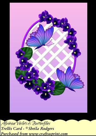 African Violets & Butterflies - Trellis Card Kit