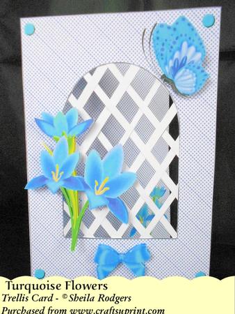 Turquoise Flowers - Trellis Card Kit