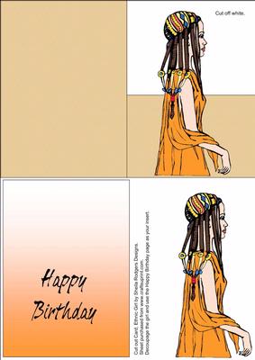 Cut Out Card, Ethnic Girl