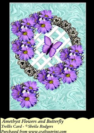 Amethyst Flowers and Butterfly - Trellis Card Kit