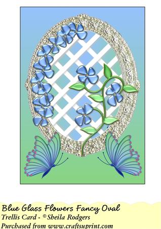Blue Glass Flowers - Trellis Card Kit