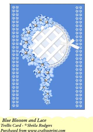 Blue Blossom and Lace - Trellis Card Kit