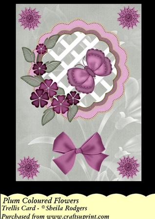 Plum Coloured Flowers - Trellis Card Kit