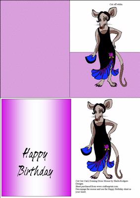 Cut Out Card, Evening Dress Mouse