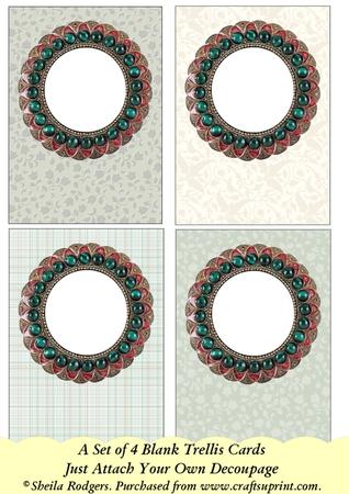 Set of 4 Jewel Circle Trellis Card Blanks