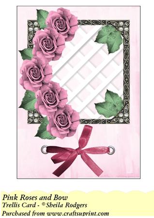 Pink Roses and Bow - Trellis Card Kit