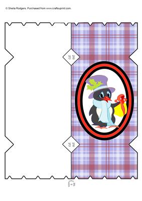 Penguin Bringing Gift - Cracker Card