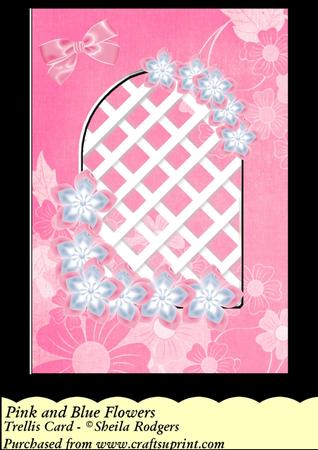 Pink and Blue Flowers - Trellis Card Kit