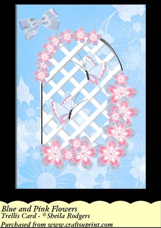 Blue and Pink Flowers - Trellis Card Kit